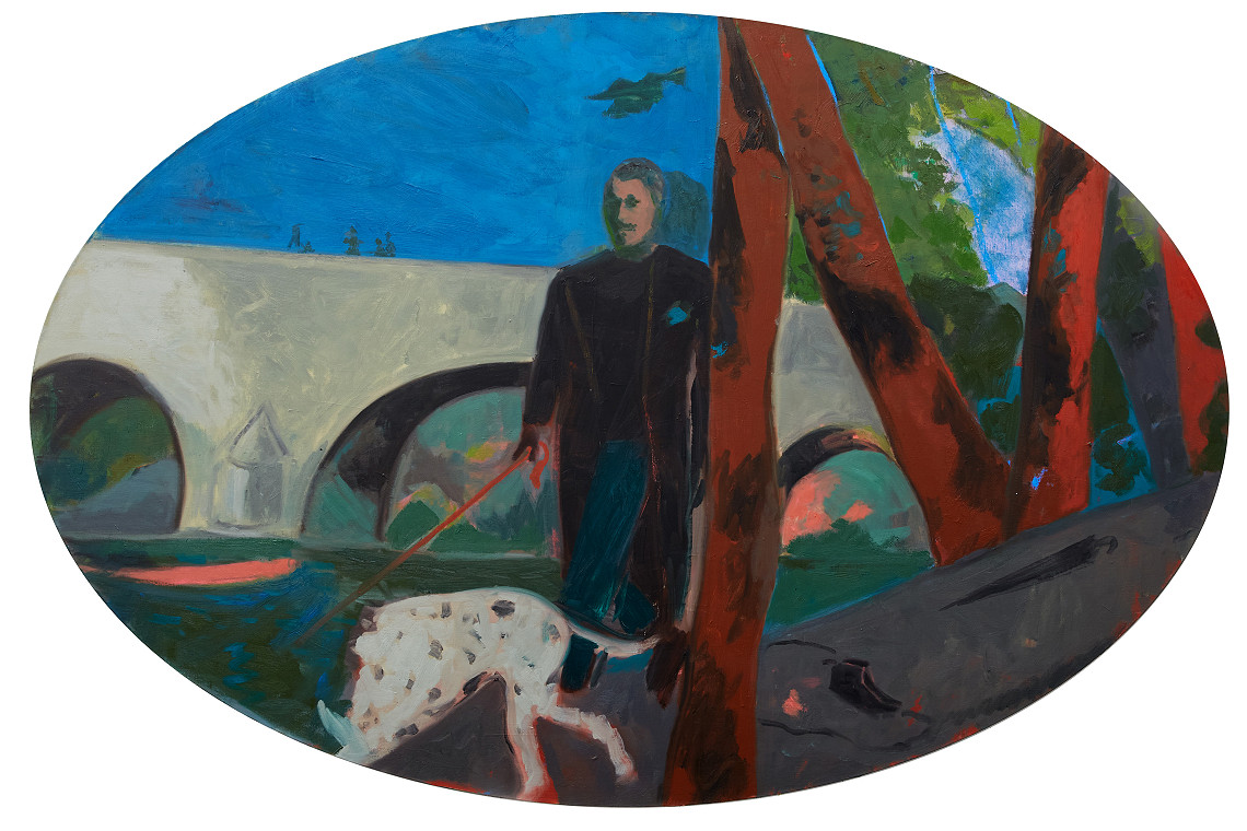 IN-SEINE (PONT NEUF), 2024, Oil and wax on panel, 180cm diameter