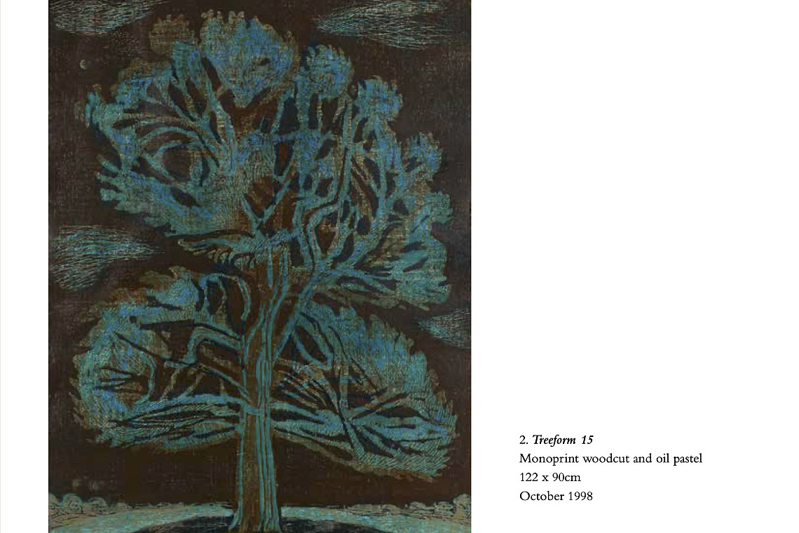 Treeform 15 Monoprint woodcut and oil pastel 122 x 90cm October 1998