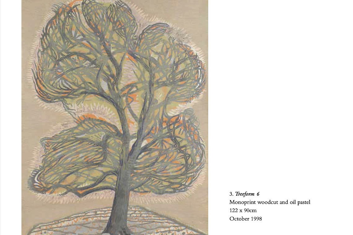 Treeform 6 Monoprint woodcut and oil pastel 122 x 90cm October 1998