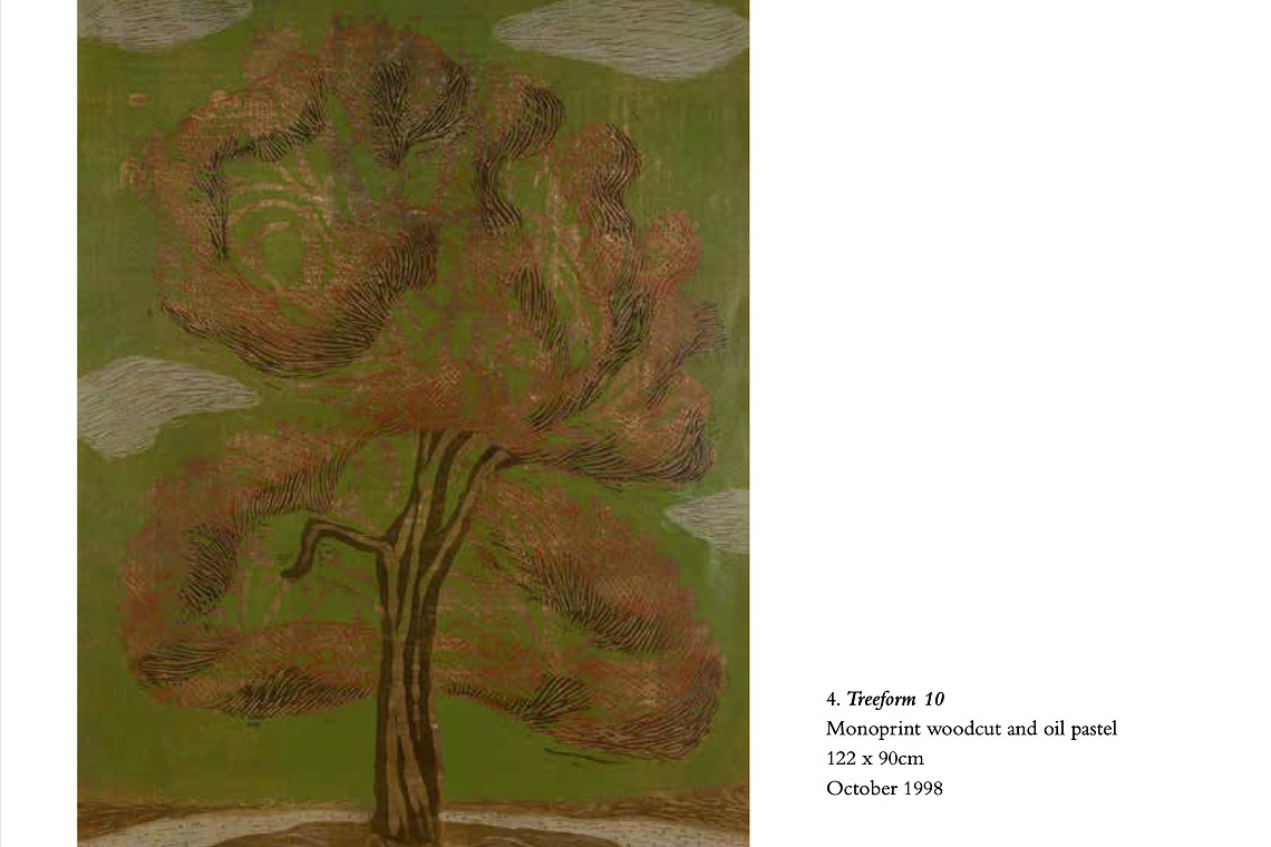 Treeform 10 Monoprint woodcut and oil pastel 122 x 90cm October 1998