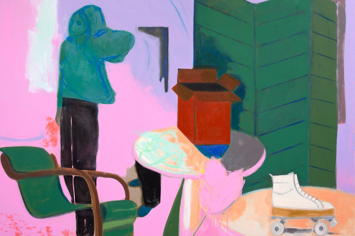 The Present (take the box), 2022, 160 x 190cm, Oil on Linen